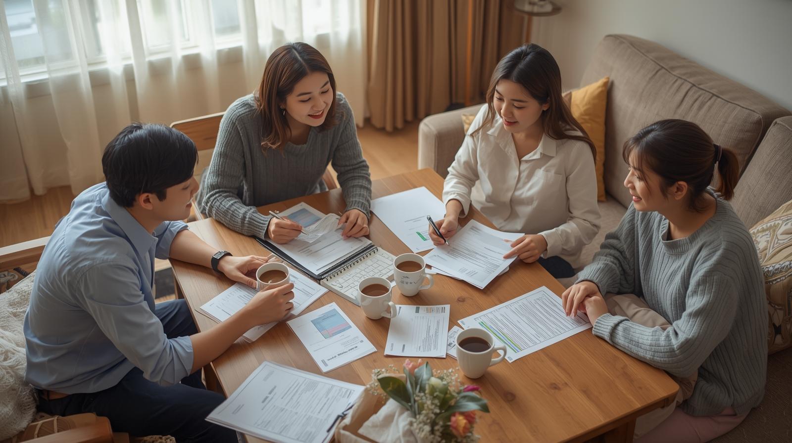 가족이 함께 재정 점검하는 모습