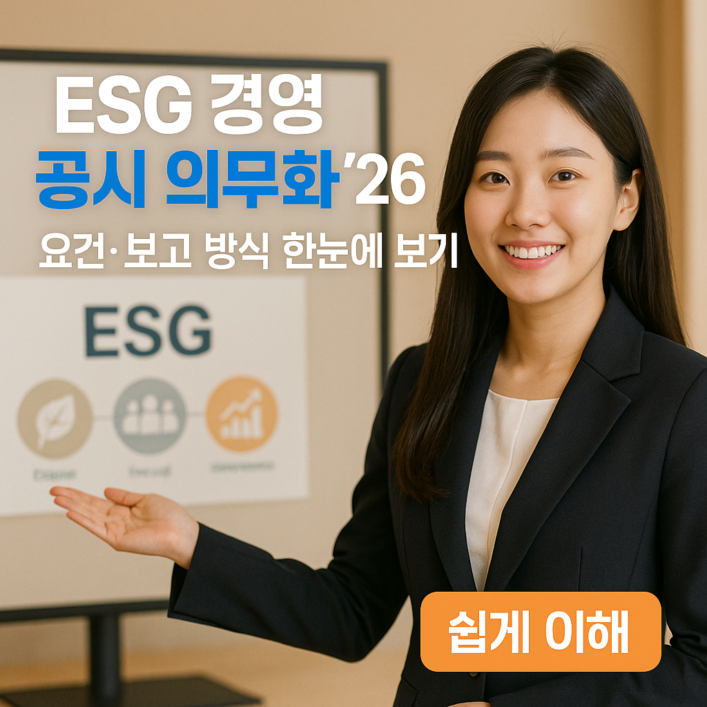 ESG 경영 공시 의무화 &rsquo;26 ｜ 요건&middot;보고 방식 한눈에 보기