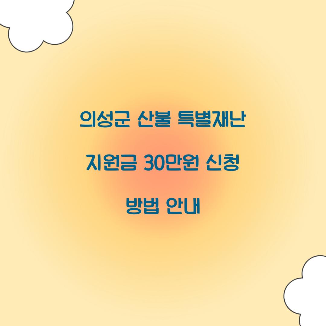 의성군 산불 특별재난 지원금