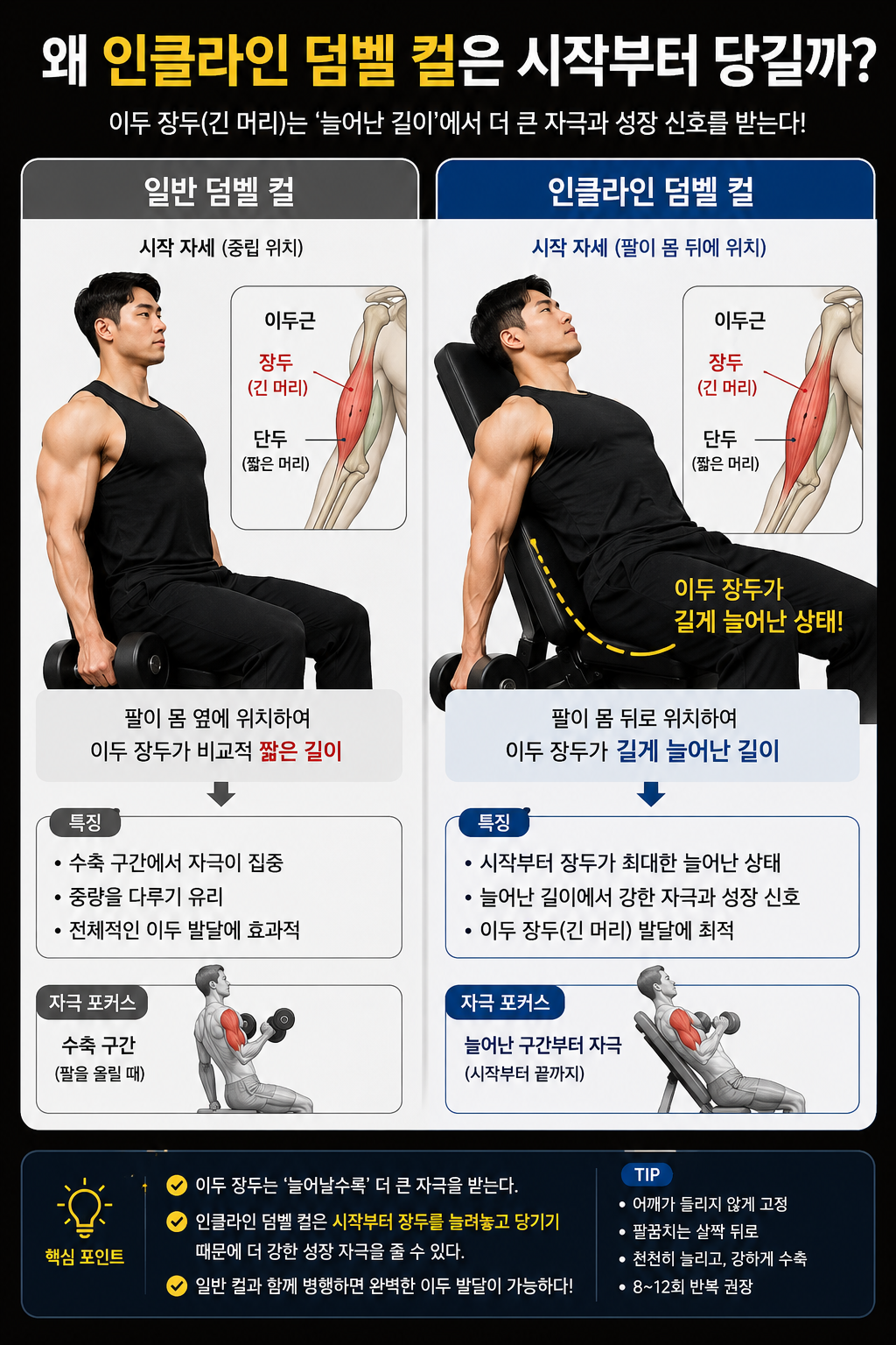 왜 인클라인 덤벨 컬은 시작부터 당길까