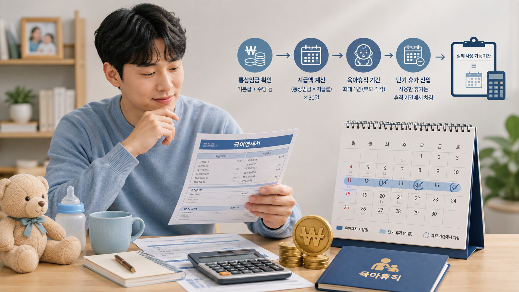 육아휴직 급여·기간 계산 이미지