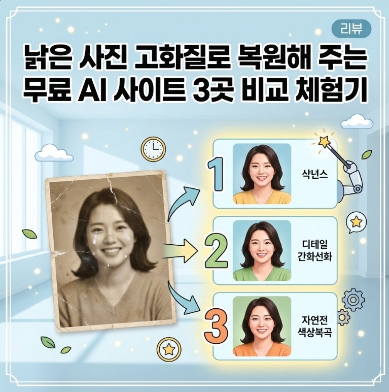 낡은 옛날 흑백 사진을 고화질로 복원해주는 무료 AI 사이트 3곳 비교 썸네일