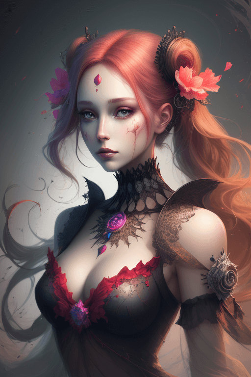 Playground AI로 생성한 그림(1) - 어두운 에너지를 뿜어내는 여성