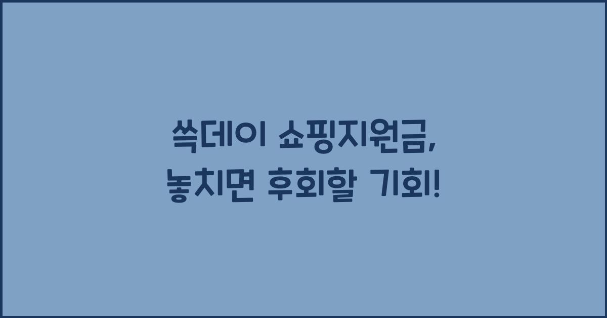 쓱데이 쇼핑지원금