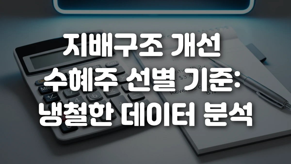 지배구조 개선 수혜주 선별 기준 냉철한 데이터 분석