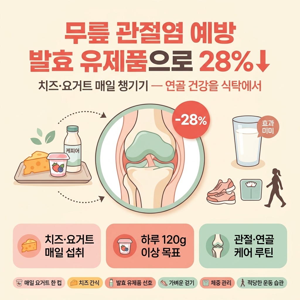 무릎 관절염 예방, 발효 유제품으로 28% 낮춘다