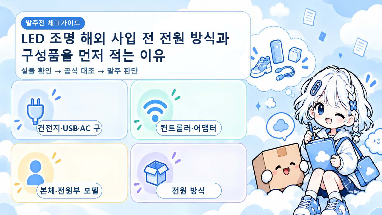 LED 조명 해외 사입 전 전원 방식과 구성품을 먼저 적는 이유 대표 이미지