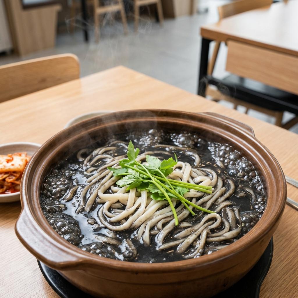 주꾸미 먹물 육수에 끓여 먹는 칼국수 마무리 꿀팁