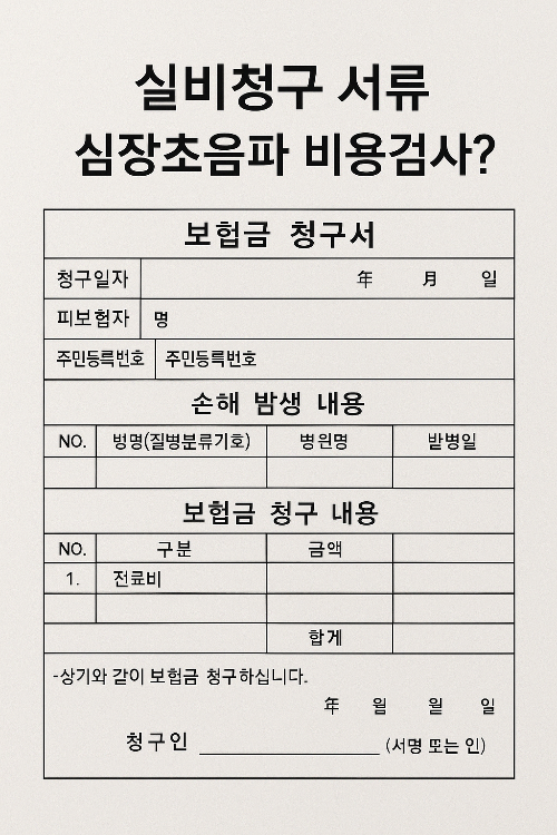 심장초음파 실비청구 서류 예시