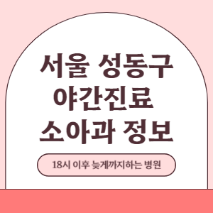 서울 성동구 야간진료 소아과 병원 (18시 이후 늦게까지하는 병원)