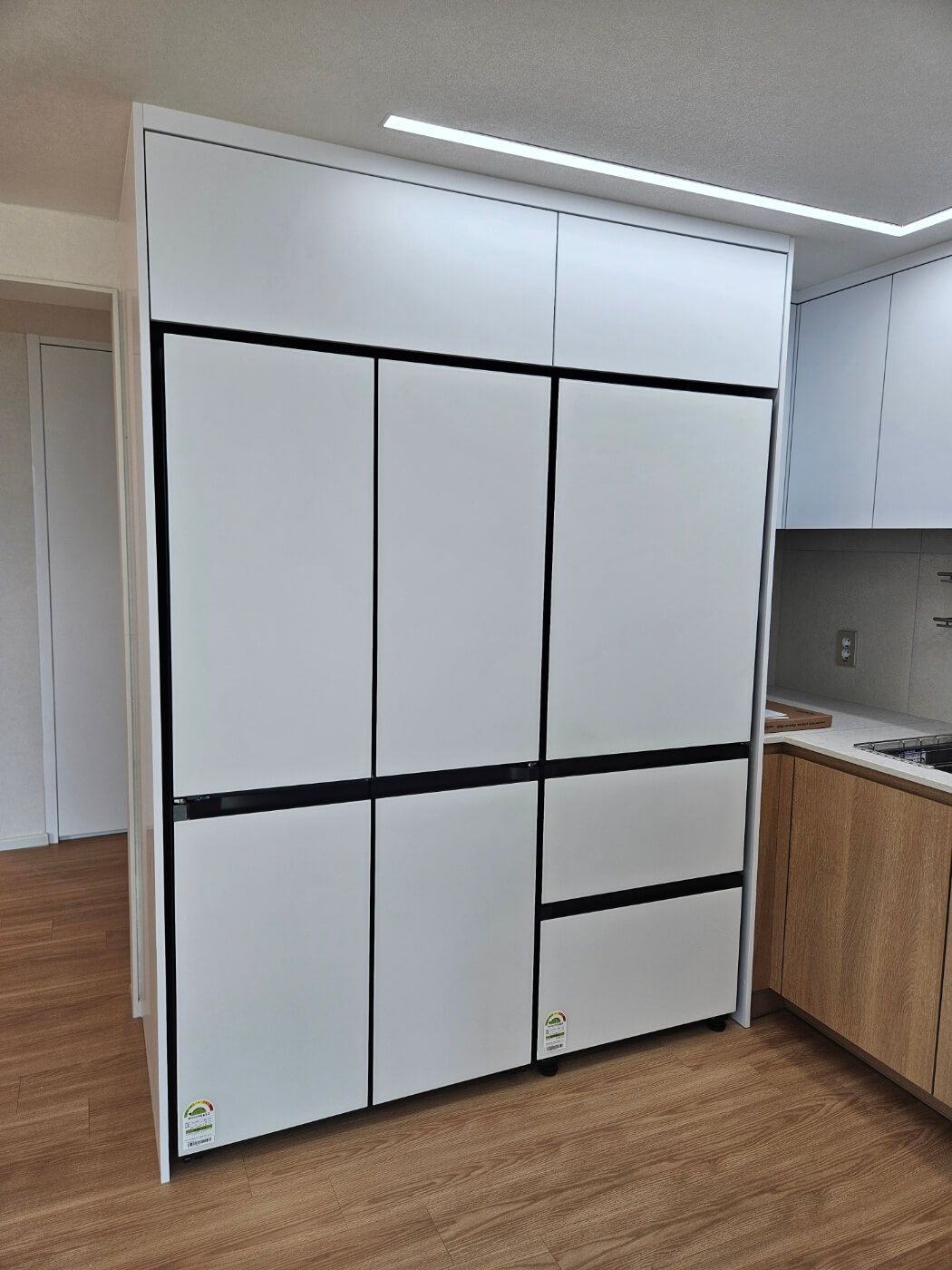 40평대 아파트 인테리어 주방 삼성 키친핏 냉장고 김치냉장고