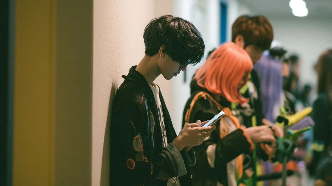 같은 작품을 좋아하는 참가자들과 대화하는 모습