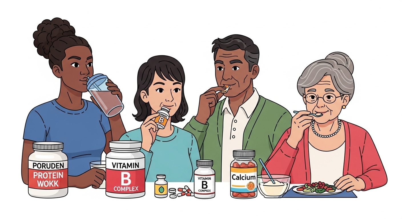 올바른 방법으로 영양제를 복용하는 모습