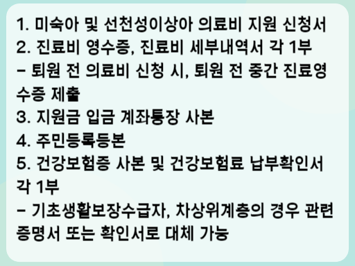 2023 미숙아 및 선천성이상아 의료비 지원 신청 시 필요 서류