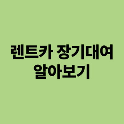 렌트카 장기대여 알아보기