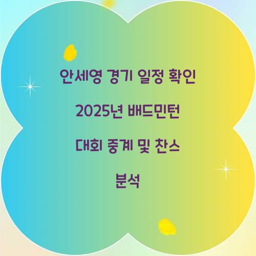 안세영 경기 일정