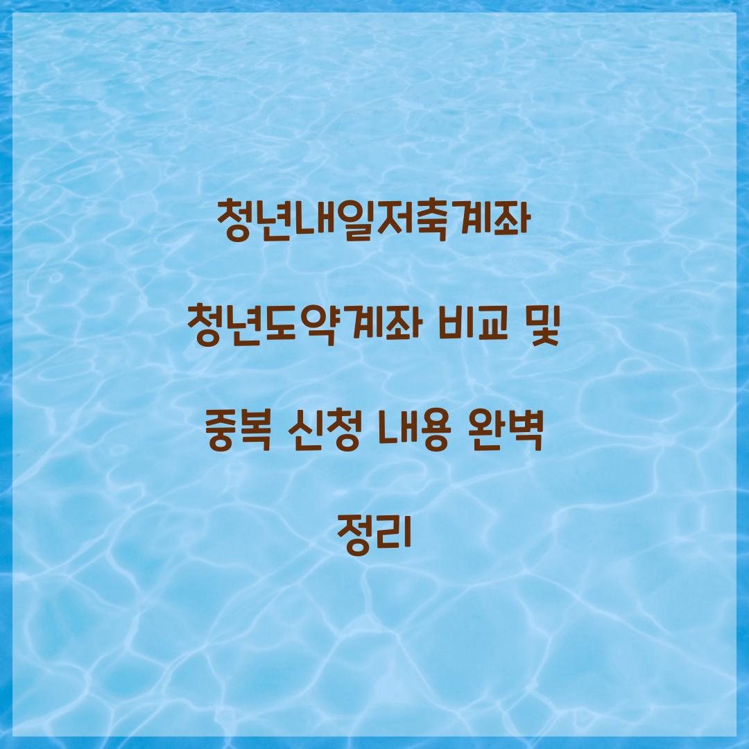 청년내일저축계좌 청년도약계좌 비교 및 중복 신청 내용