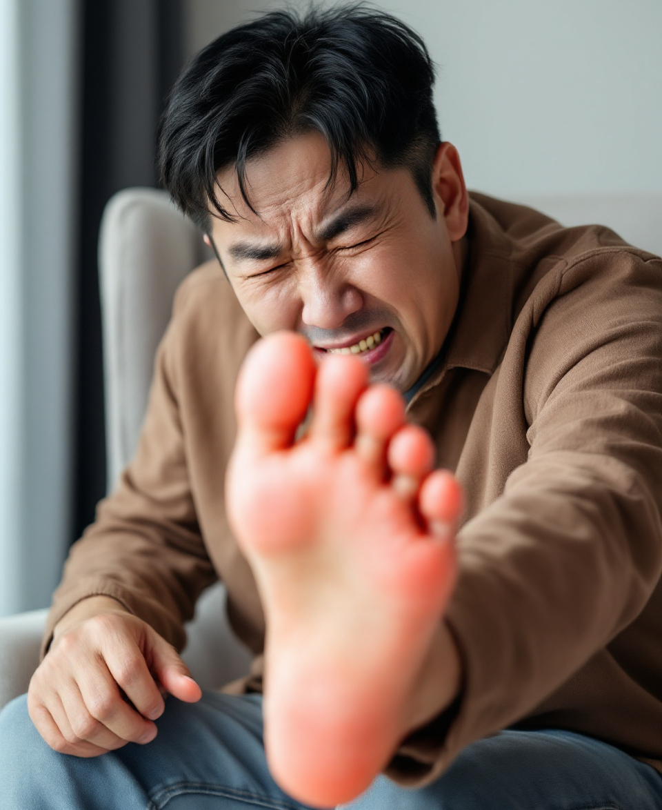 통풍으로 괴로워하는 남자