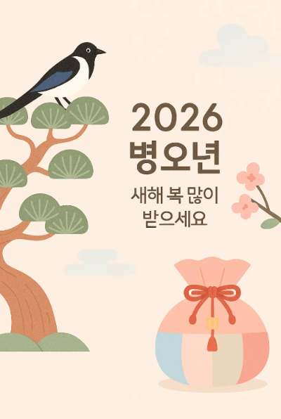 까치-소나무-복주머니