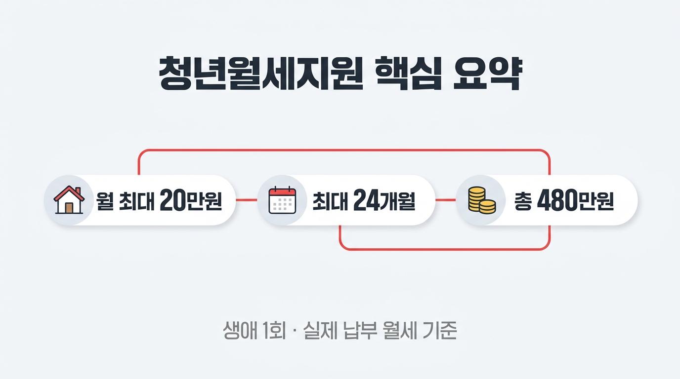 청년월세지원 월 20만원 24개월 최대 480만원