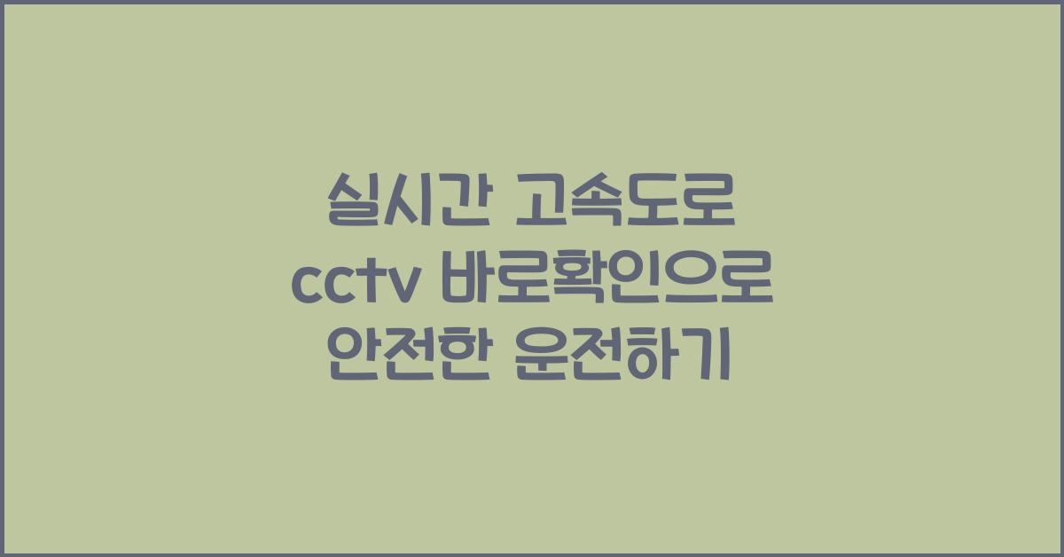 실시간 고속도로 cctv 바로확인