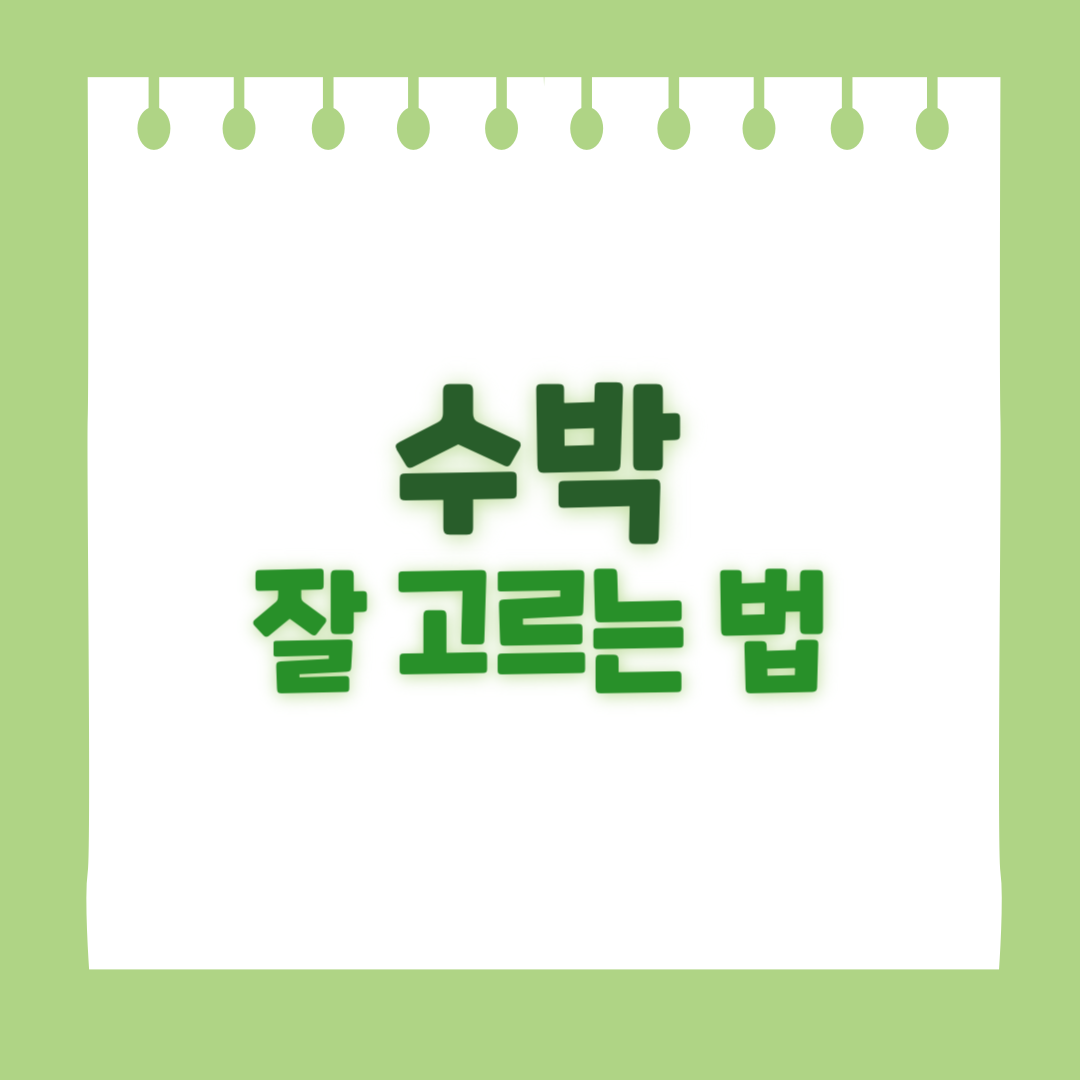 수박 잘 고르는 법