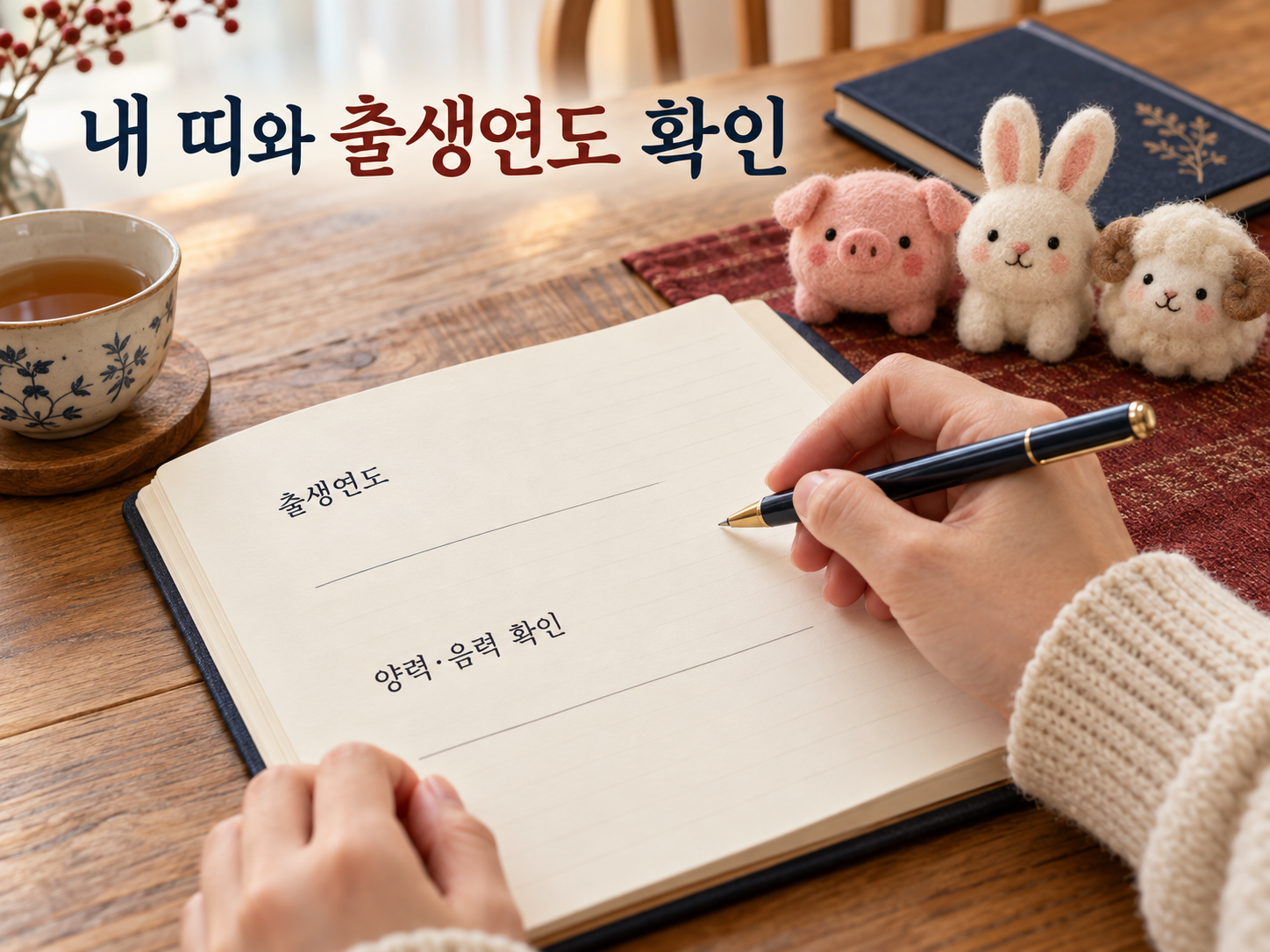 출생연도로 가족의 띠를 확인하는 모습