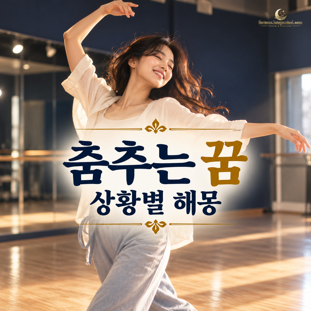 춤추는 꿈 제목과 조명 아래에서 춤추는 사람의 장면