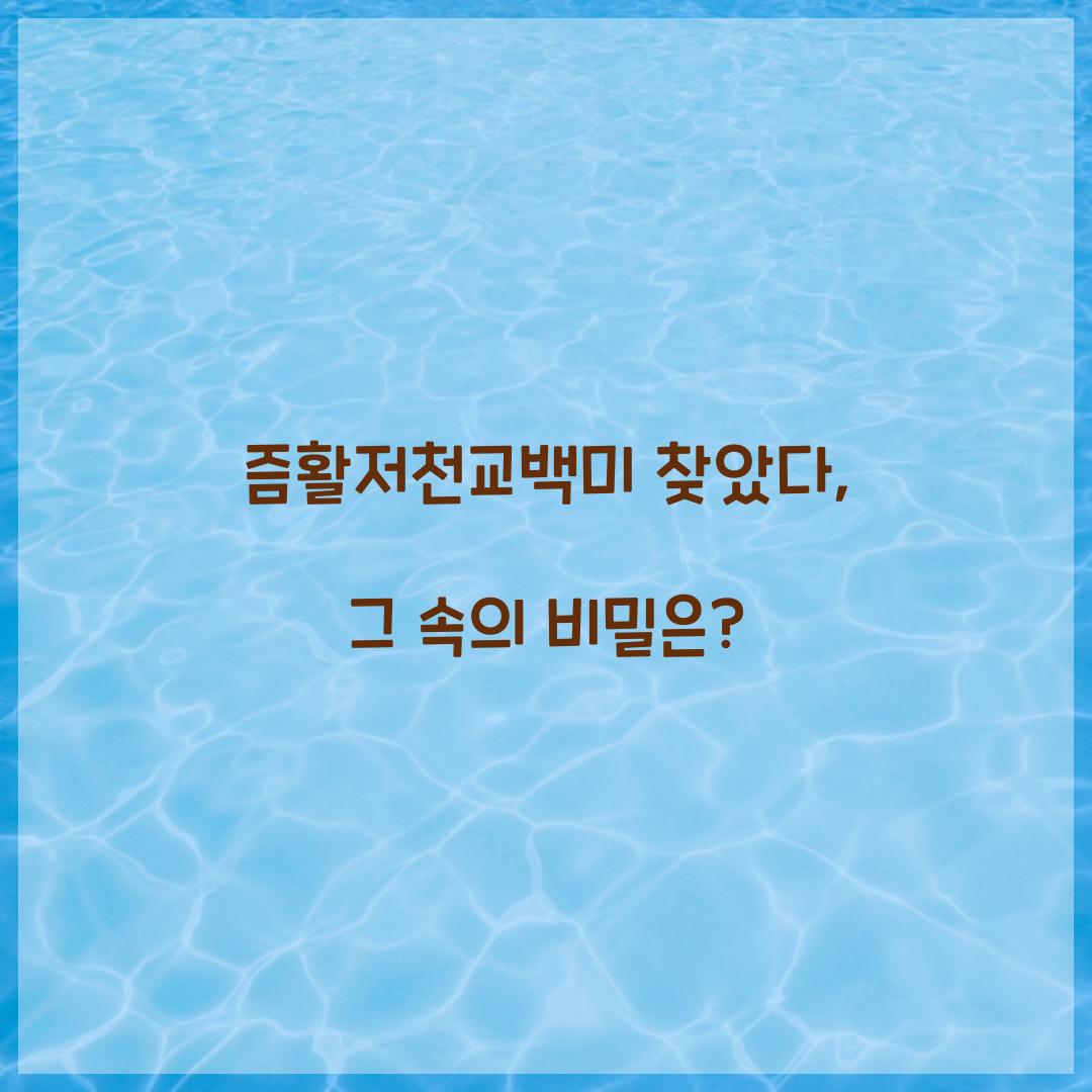 즘활저천교백미 찾았다