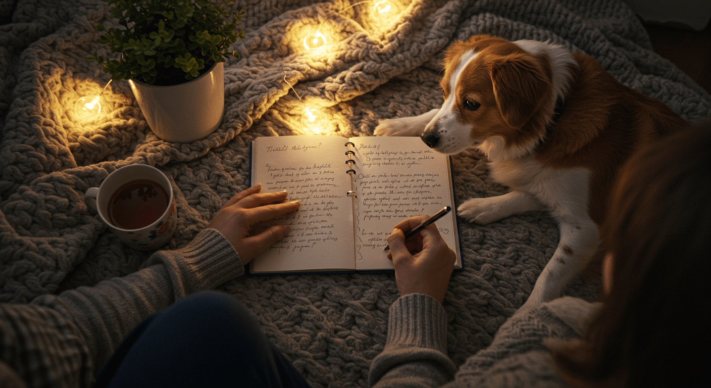 반려견과 함께 여행 계획을 짜고 있다