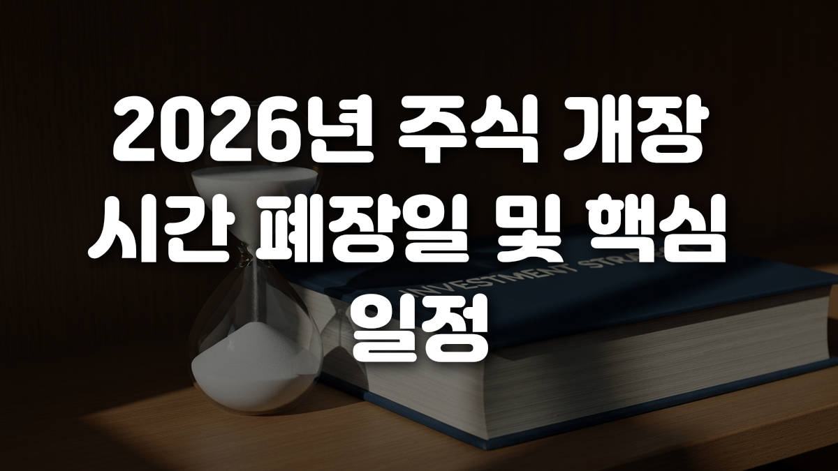 2026년 주식 개장 시간 폐장일 및 핵심 일정