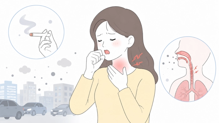 목이 간질간질하고 마른기침이 납니다
