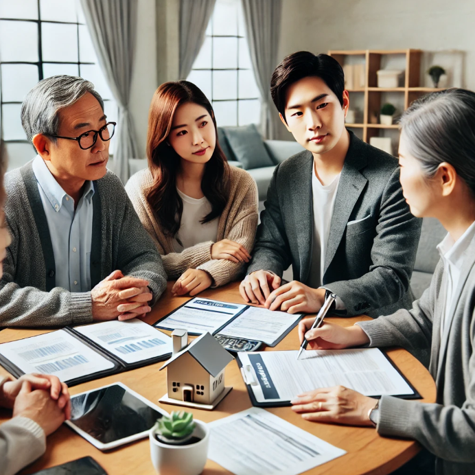 금융 상담사와 만나는 가족의 모습