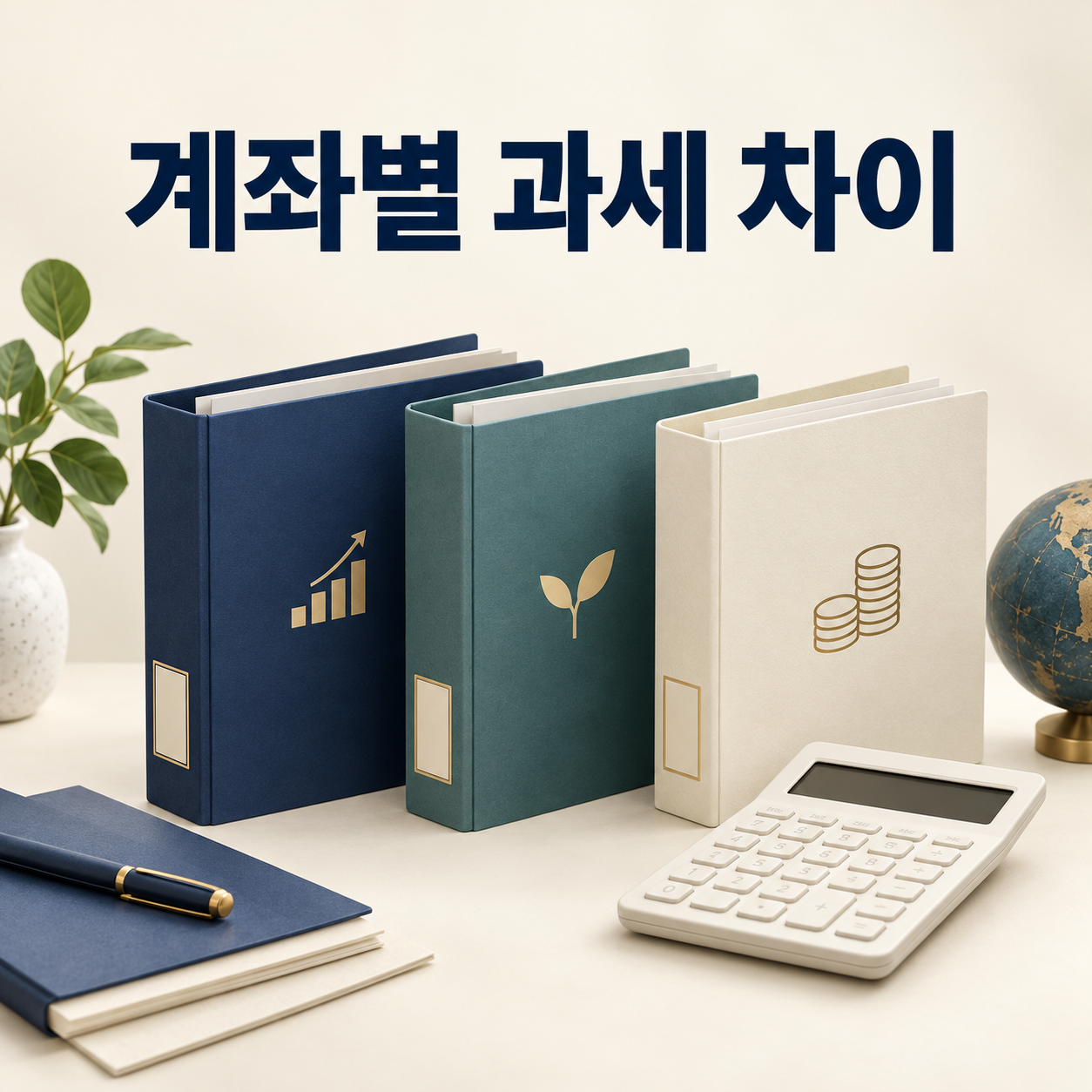 계좌별 과세 차이를 비교하는 세 개의 서류함