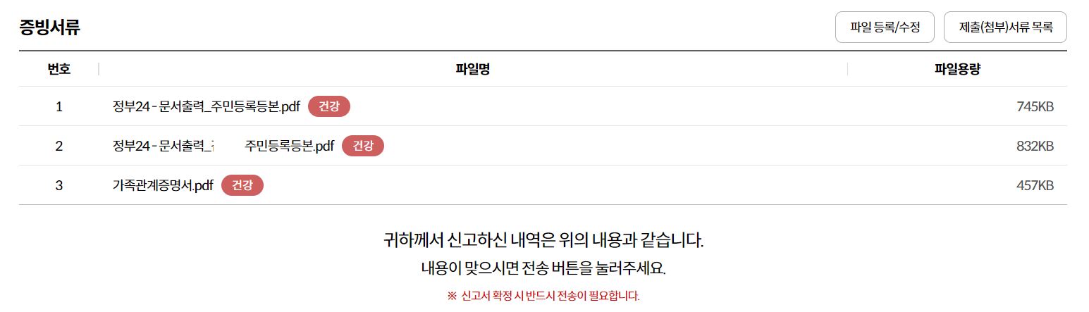 피부양자 자격취득 증빙서류
