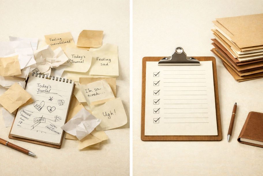 개인 블로그와 정보 저장소형 블로그의 구조적 차이를 비교한 이미지