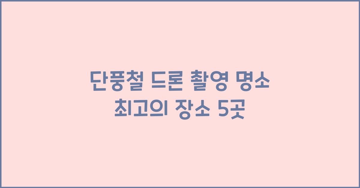 단풍철 드론 촬영 명소