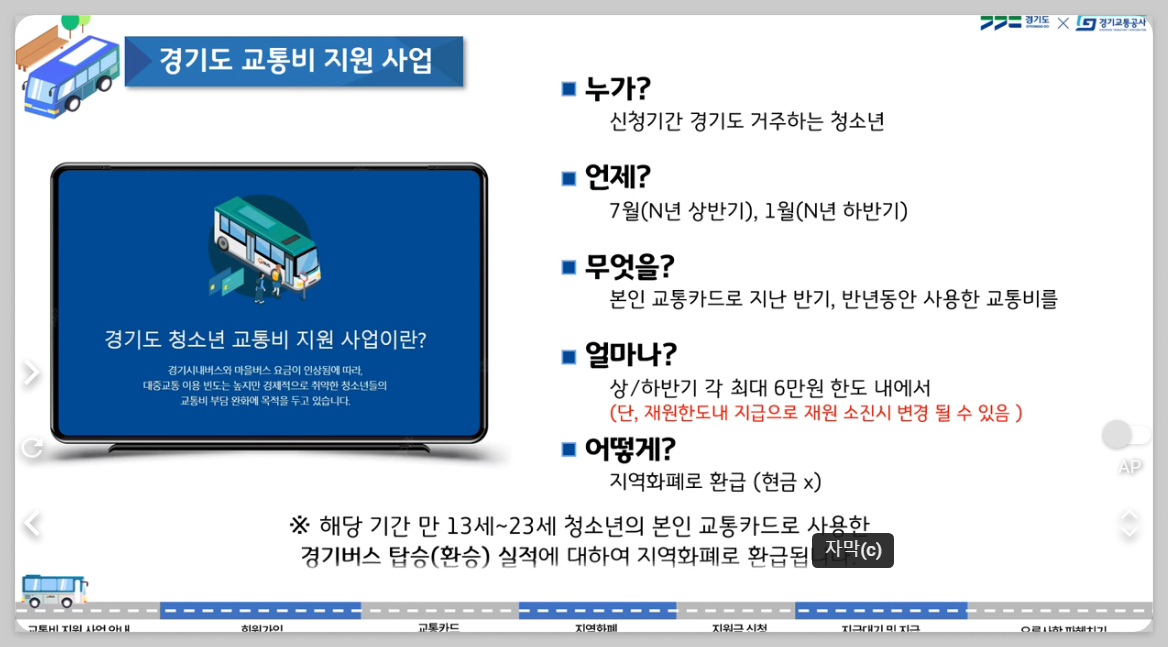 경기도 청소년 교통 지원 영상 소개