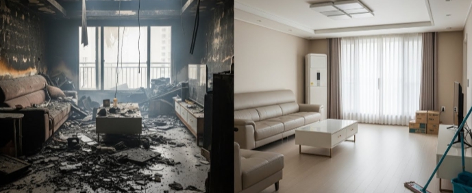 군포 화재청소 전후