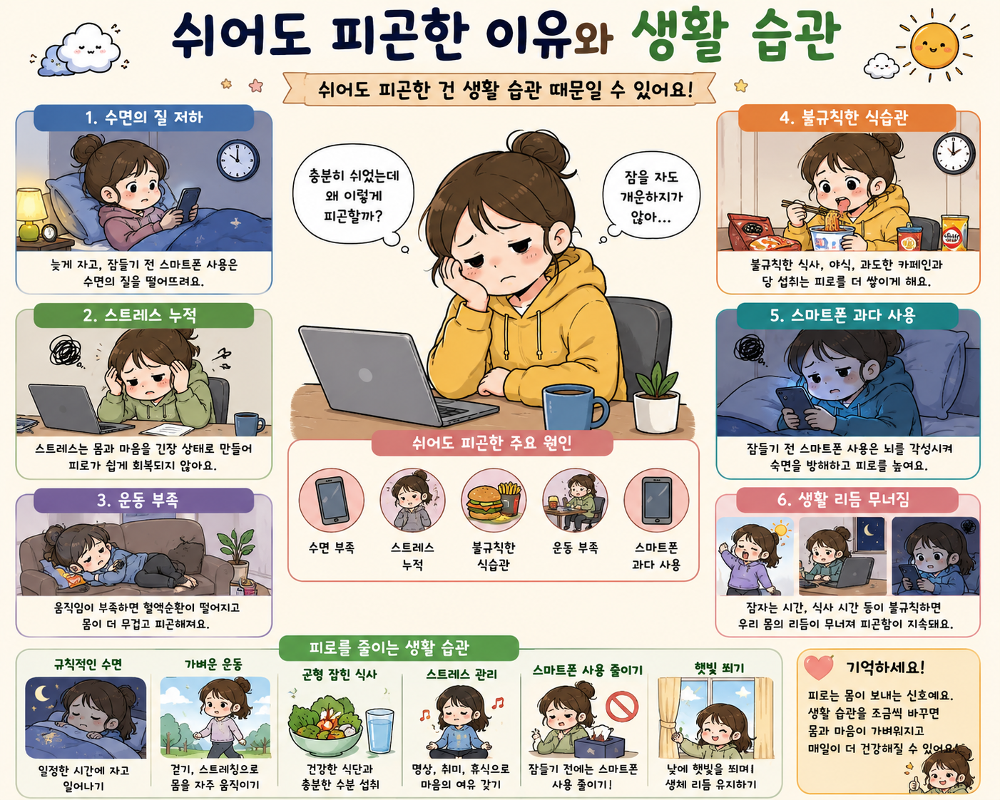 쉬어도 피곤한 이유와 생활 습관