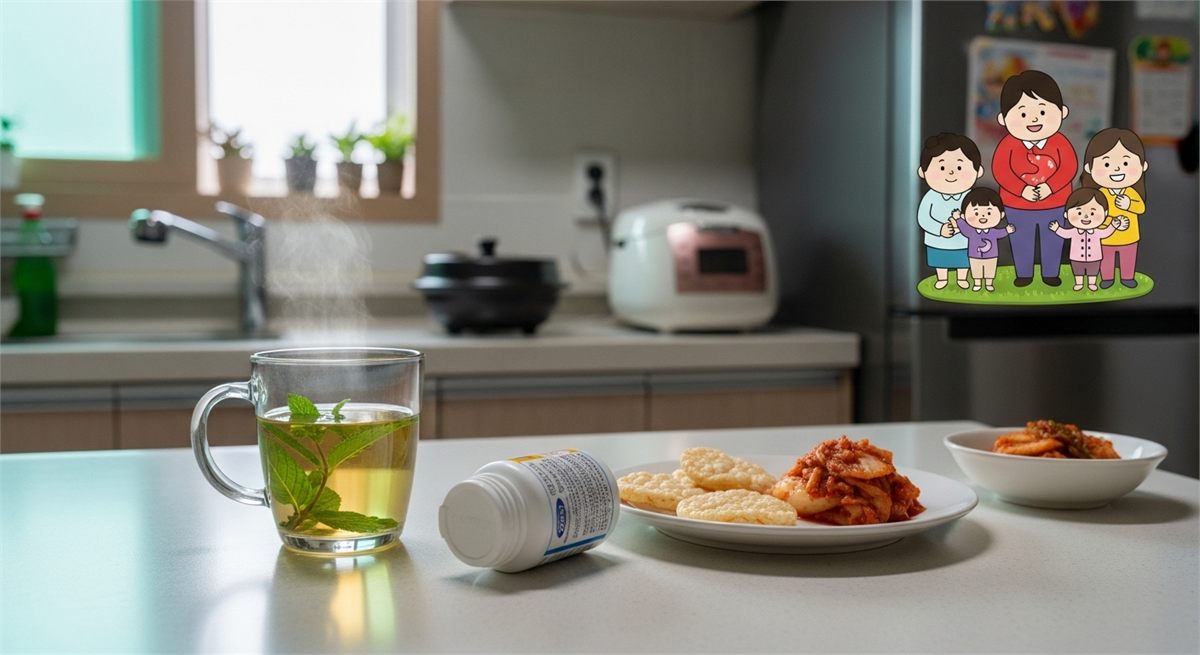 페퍼민트 차를 마시기 전 주의사항을 떠올리게 하는 장면