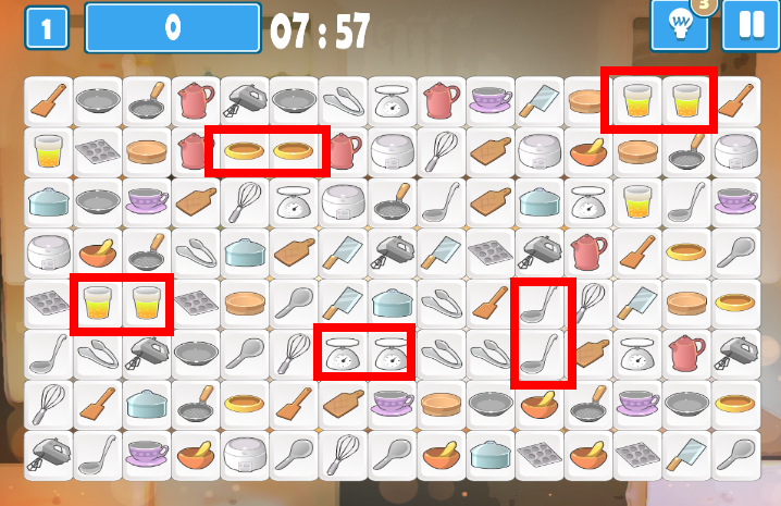 주방기구 짝맞추기게임 방법