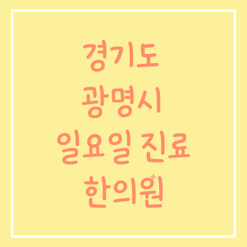 경기도 광명시 일요일 진료 한의원