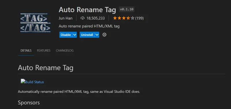 Auto Rename Tag 확장 프로그램