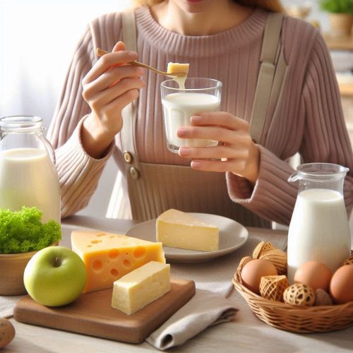 유제품을 먹는 여성