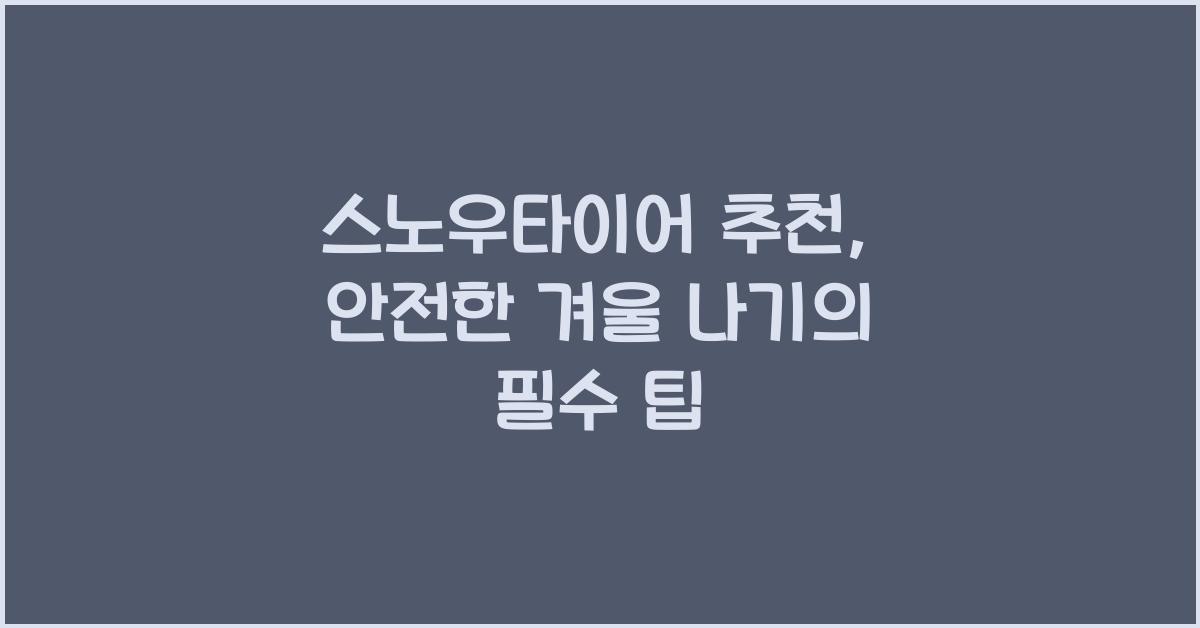 스노우타이어 추천