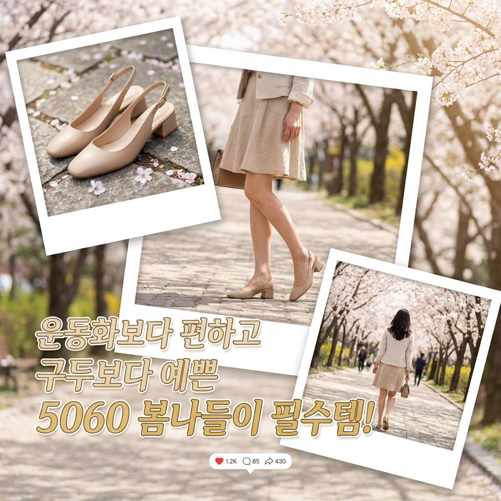 60대 봄나들이 신발 추천 발볼 넓고 발 편한 여성 슬링백 슈즈 미들힐 솔직 후기 장단점 비용 공개