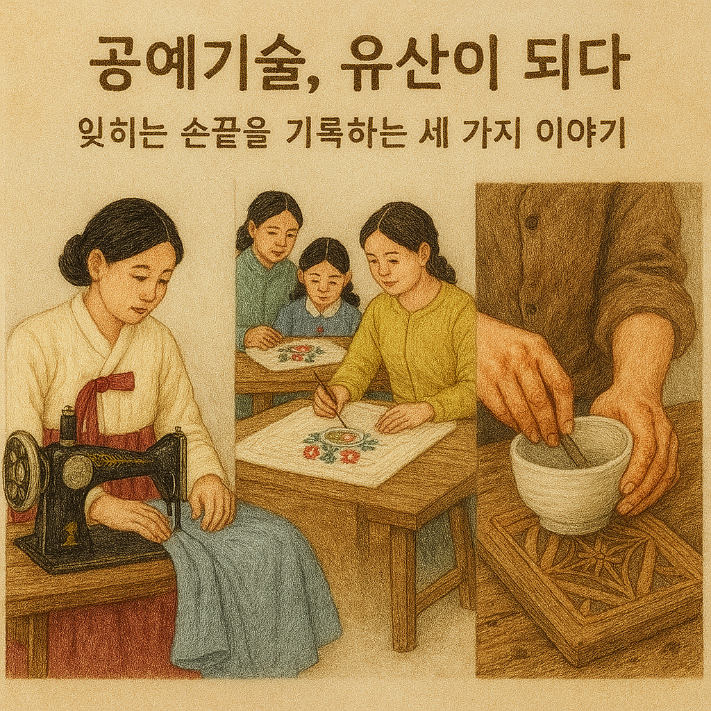 공예기술, 유산이 되다 – 잊히는 손끝을 기록하는 세 가지 이야기
