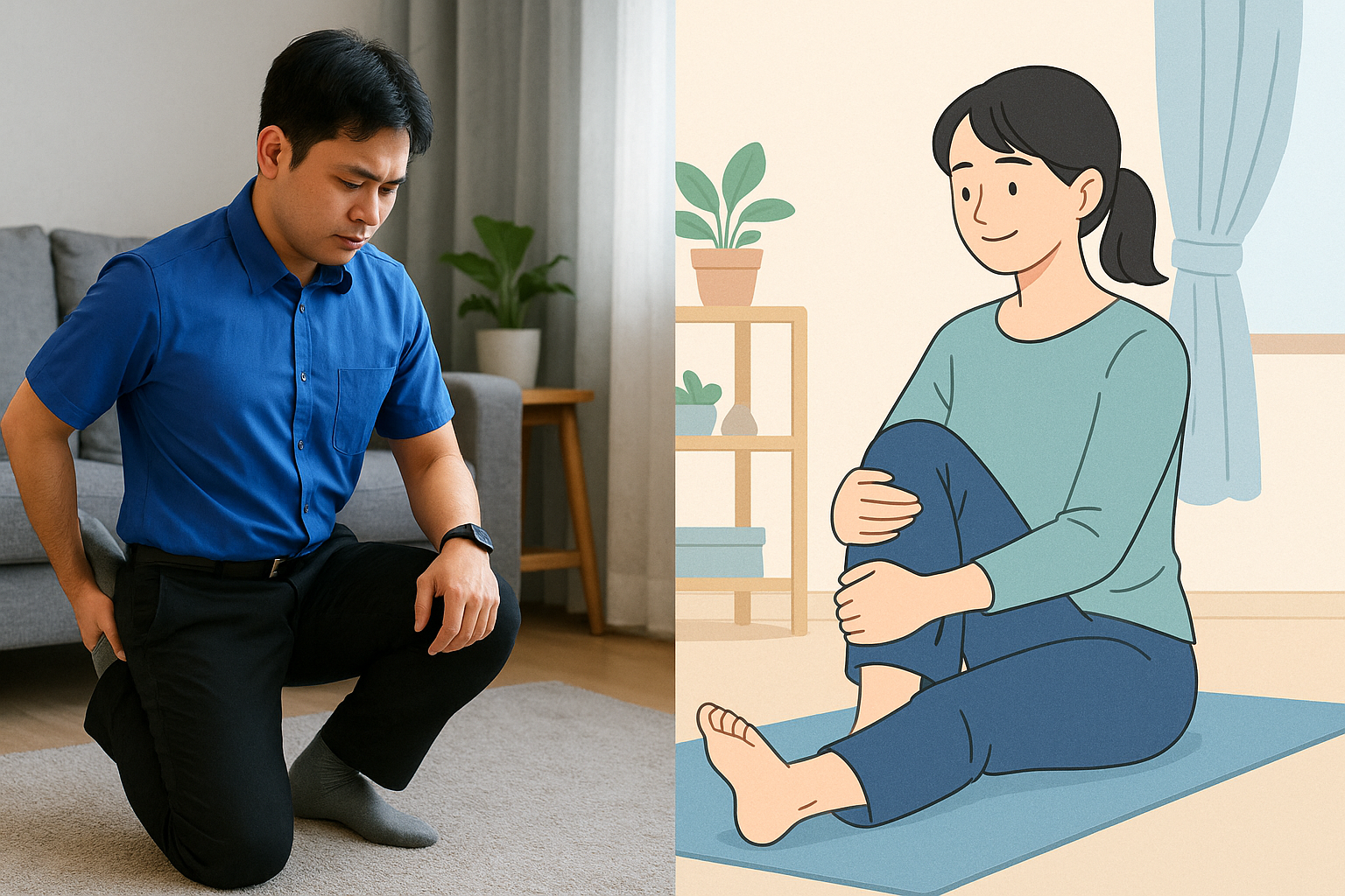 퇴근 후 무릎 살리는 실내 스트레칭 루틴