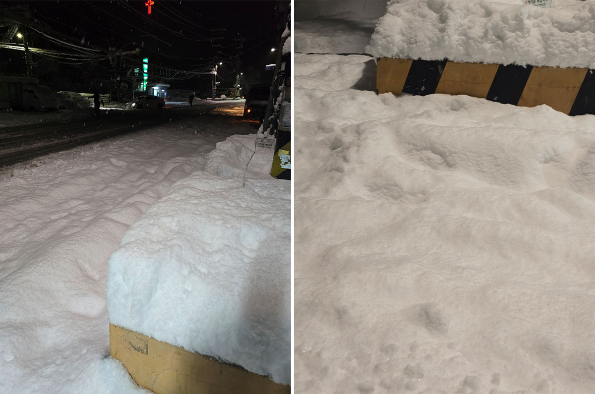 지난겨울, 버스를 기다리며, 그냥 찍었어요. 너무 많이 내려서, 기억에 남은 눈.